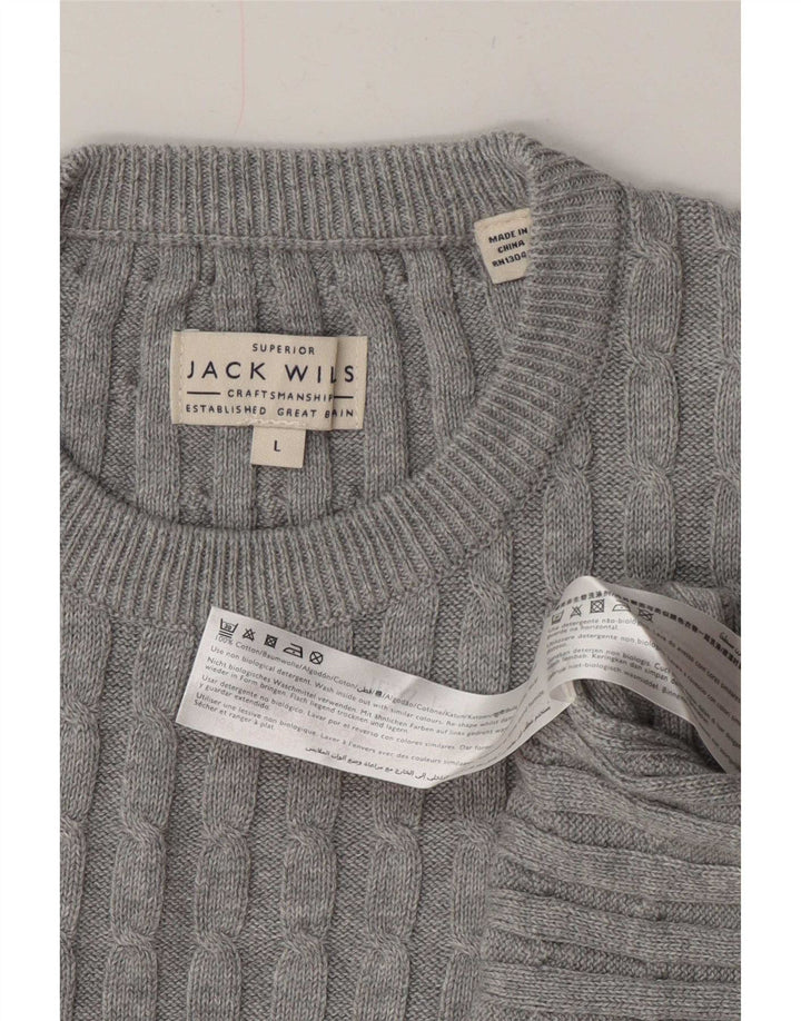 Jack Wills, muški pulover s okruglim izrezom, veliki sivi pamuk