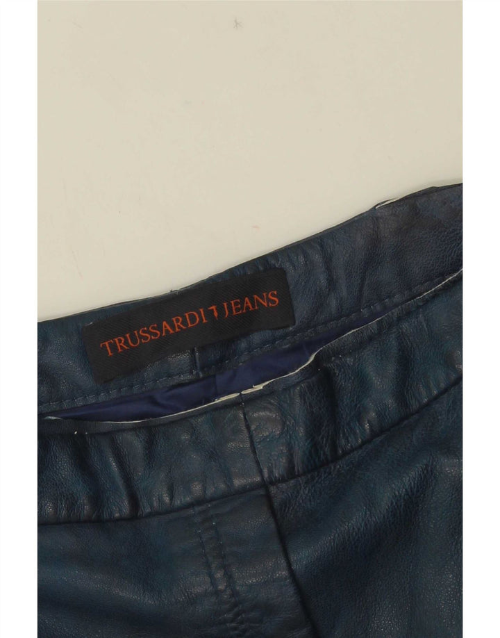 Trussardi ženske kožne kratke hlače W30 Srednje tamnoplave