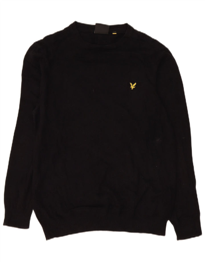 Lyle & Scott muški džemper s okruglim izrezom Srednji crni pamuk