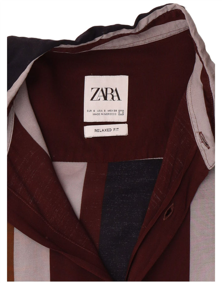 ZARA Mens Relaxed Fit Shirt Small Multicoloured Striped