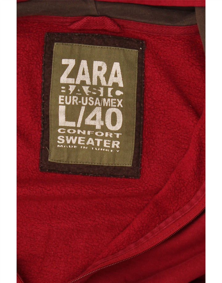 Zara muški pulover s kapuljačom na patentni zatvarač veliki crveni