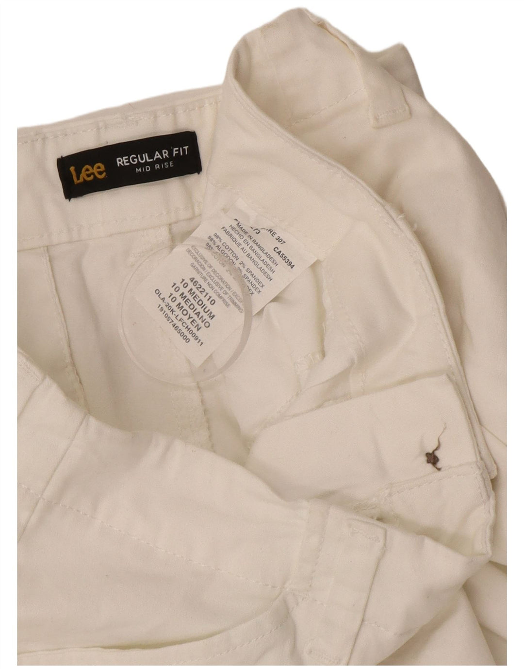 Lee ženske kratke hlače srednjeg rasta regularnog kroja US 10 Large W34 bijeli pamuk