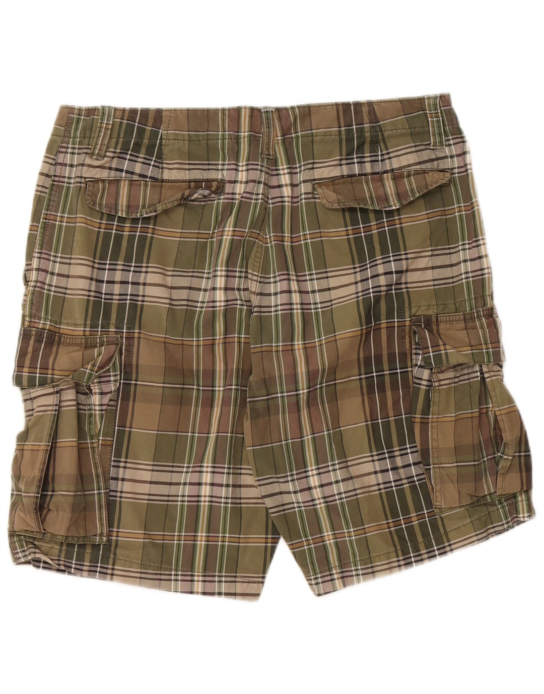 EDDIE BAUER Muške kargo kratke hlače W35 veliki kaki karirani pamuk