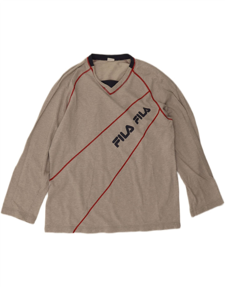 Fila muška majica s dugim rukavima, velikim sivim prugama, od pamuka