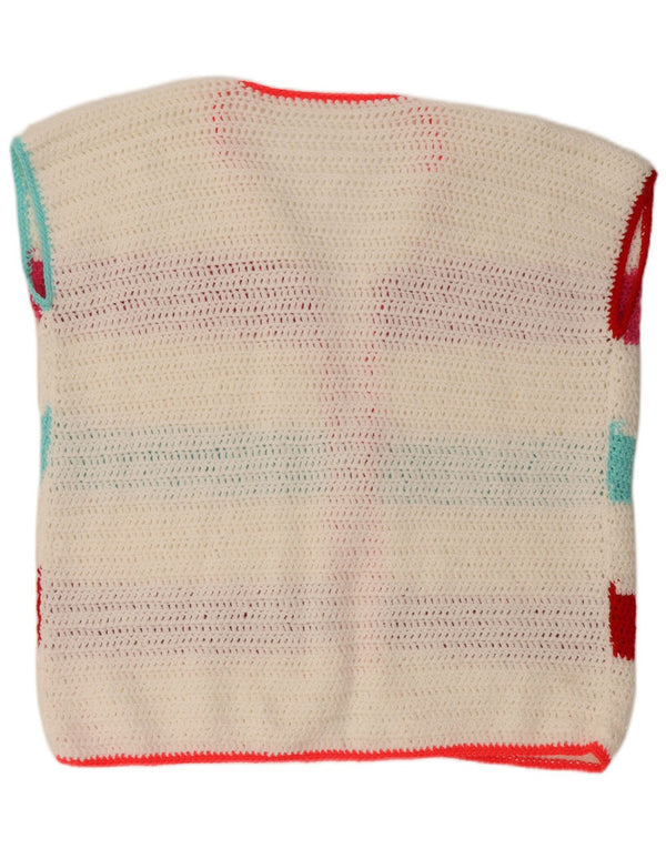 VINTAGE ženski kardigan pulover bez rukava UK 18 XL na bijele pruge