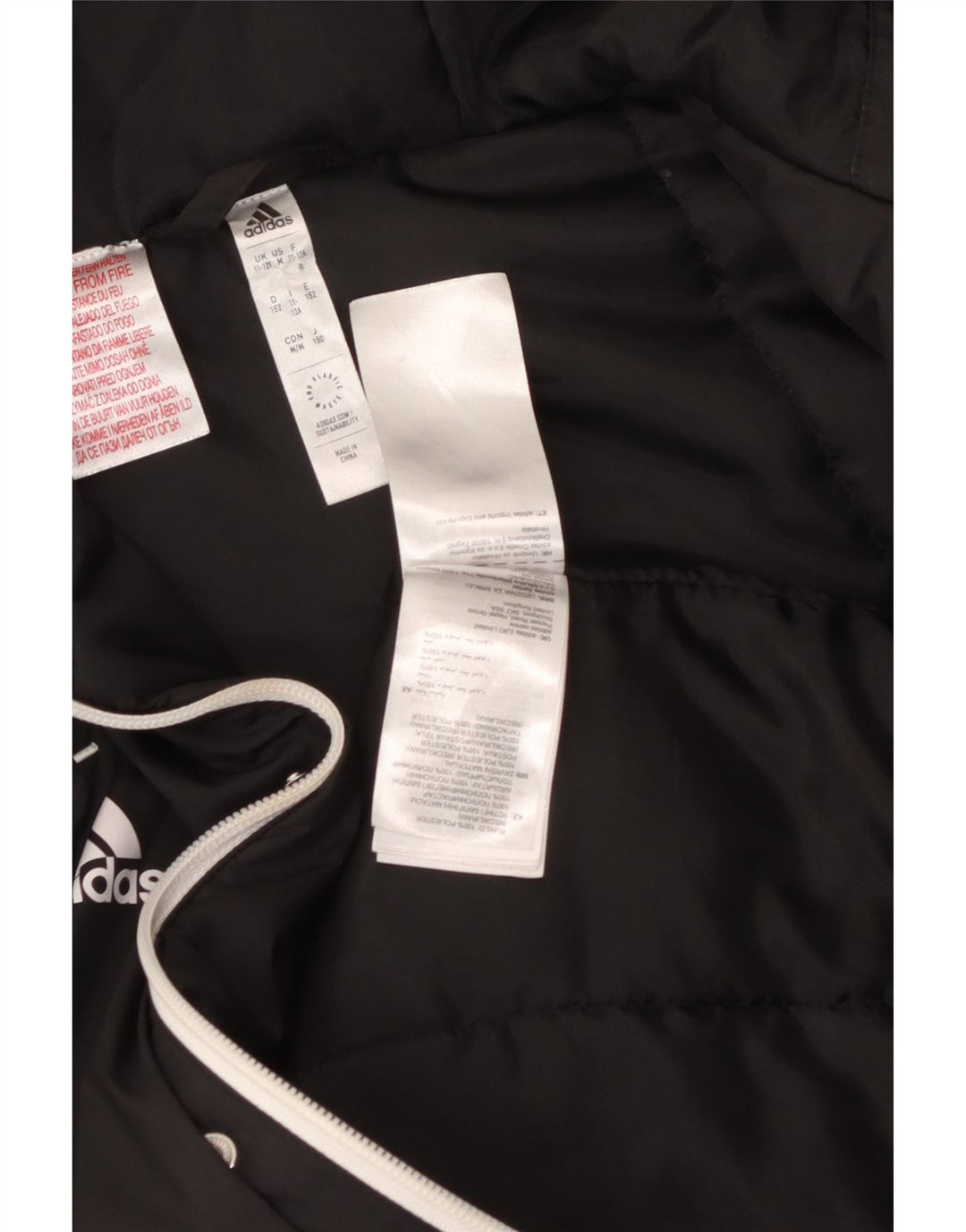 Podstavljena jakna s kapuljačom Adidas za dječake 11-12 godina crna od poliestera