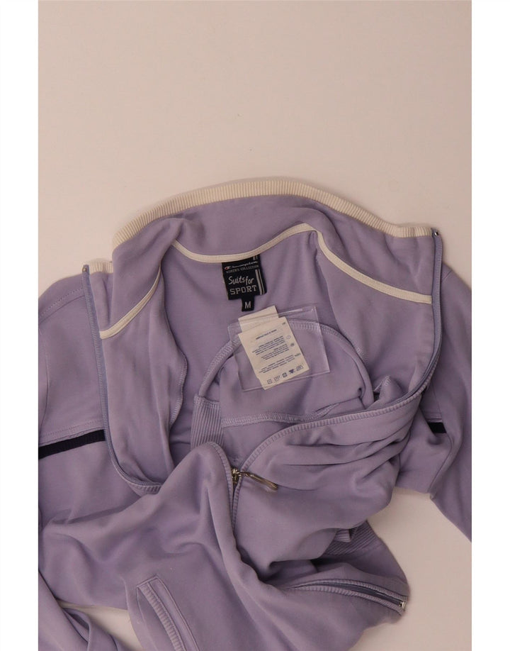 CHAMPION Womens Tracksuit Top Jacket UK 14 Medium Purple Cotton