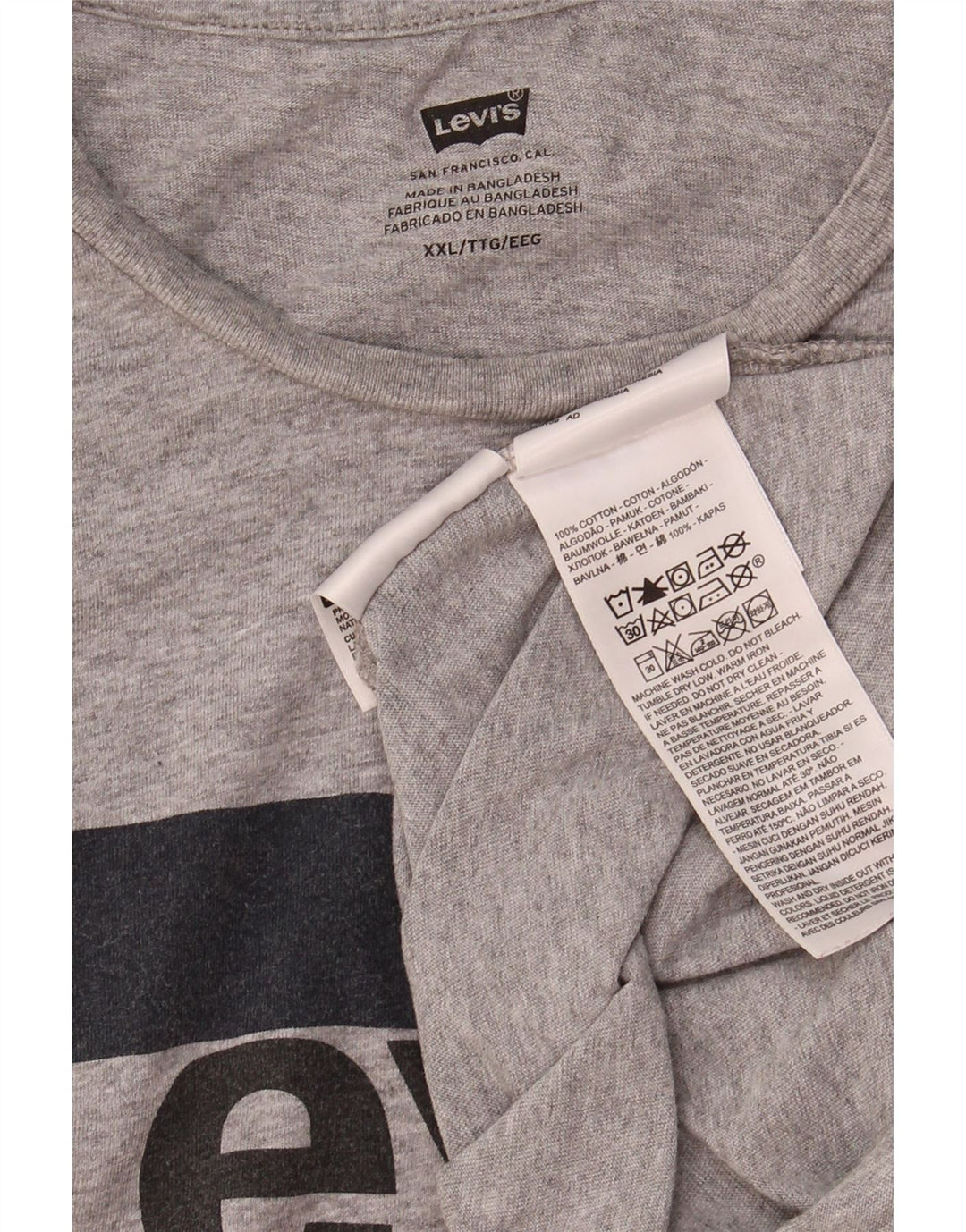 LEVI'S Mens Graphic T-Shirt Top 2XL Grey Cotton