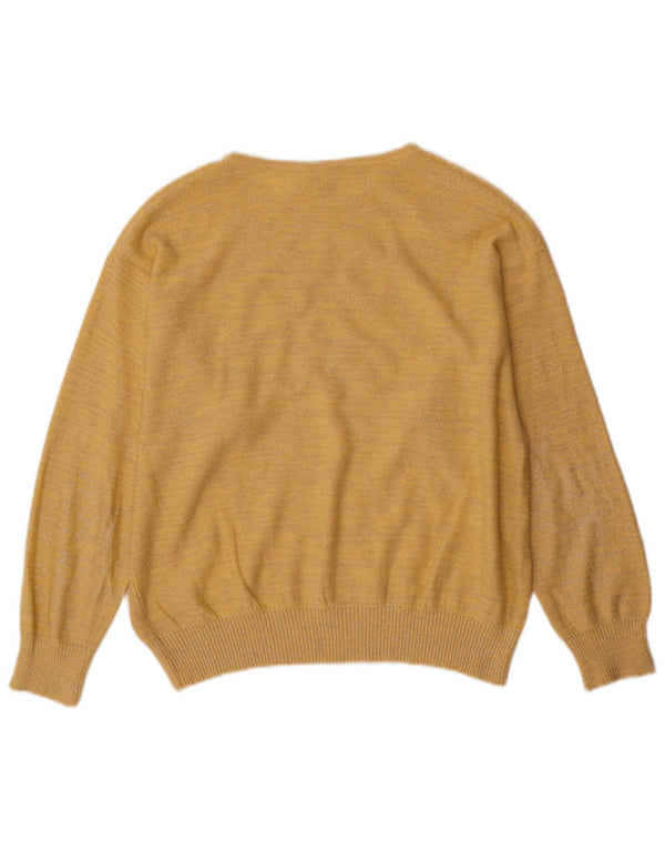 Exquisit Womens Crew Neck Jumper Sweater UK 14 Medium Yellow Flecked