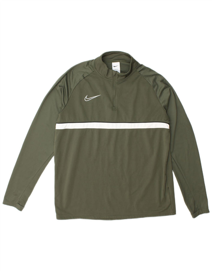 Nike Dri Fit majica s izrezom na patent i veliki zeleni poliester