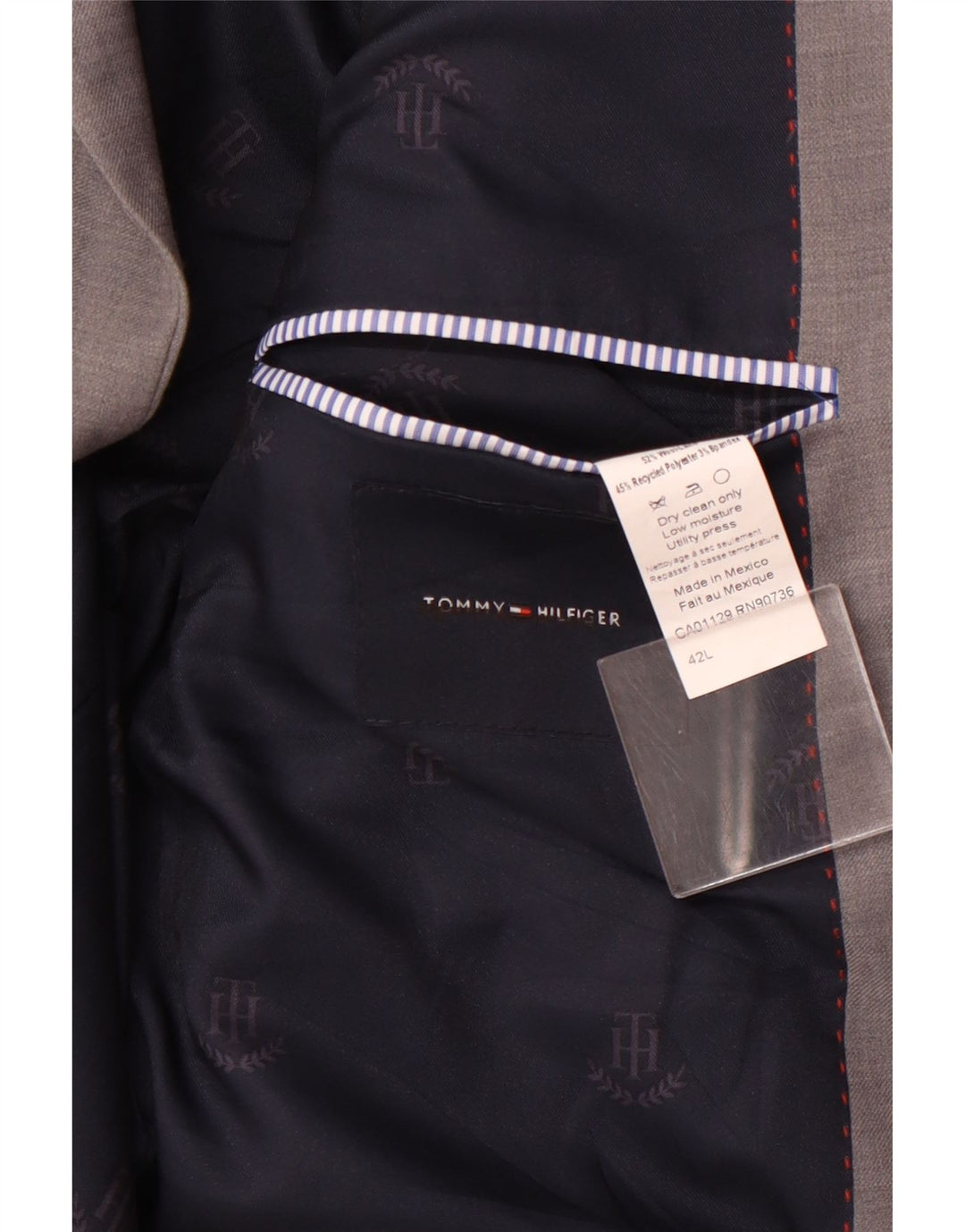 Tommy Hilfiger muška duga jakna sako s 2 gumba EU 42 XL siva vuna