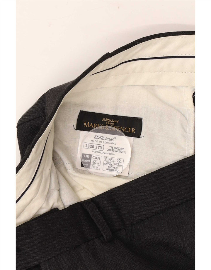 Marks & Spencer muške hlače ravnog odijela W40 L28 sivi poliester