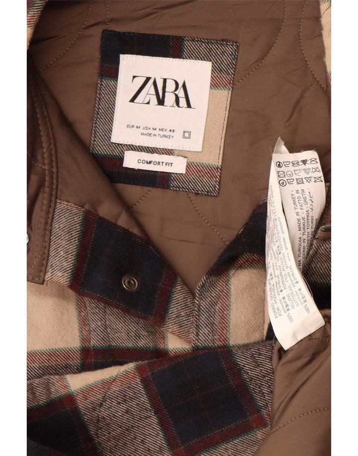 Zara muška jakna UK 38 Srednje bež karirani poliester