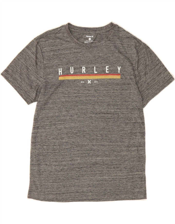 HURLEY Mens Graphic T-Shirt Top Small Grey Flecked Polyester Vintage Hurley and Second-Hand Hurley from Messina Hembry 