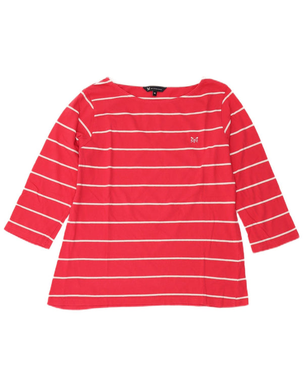 Crew Clothing Ženski gornji dio 3/4 rukava UK 14 srednje crvene pruge pamuk