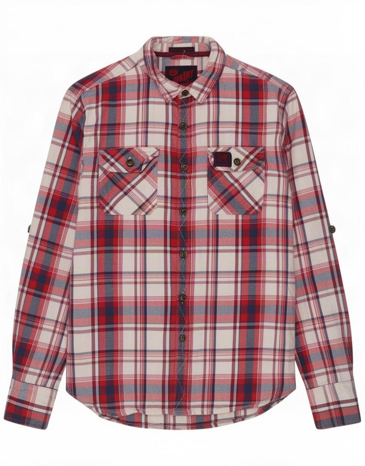 Superdry muška flanelska košulja, veliki crveni karirani pamuk