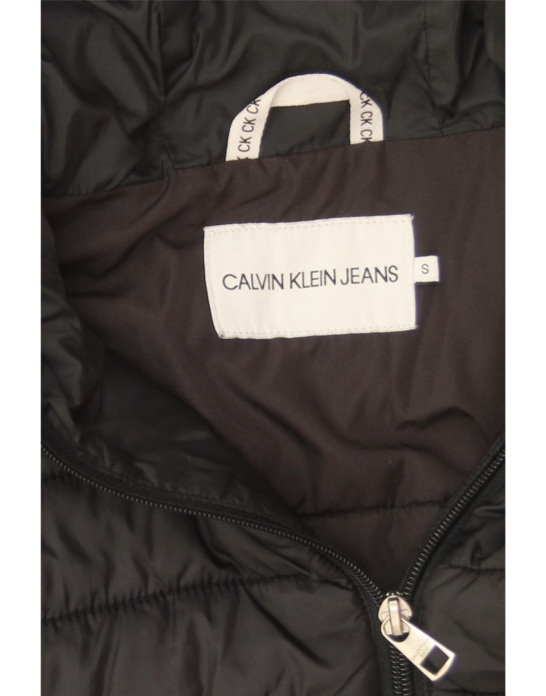 Calvin Klein Jeans ženska prevelika podstavljena jakna s kapuljačom UK 10 Mala crna