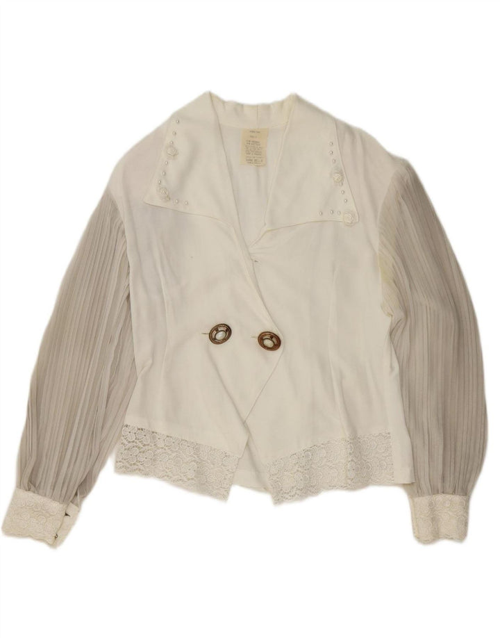 VINTAGE Womens Oversized Shirt Blouse US 1 2XS White Viscose