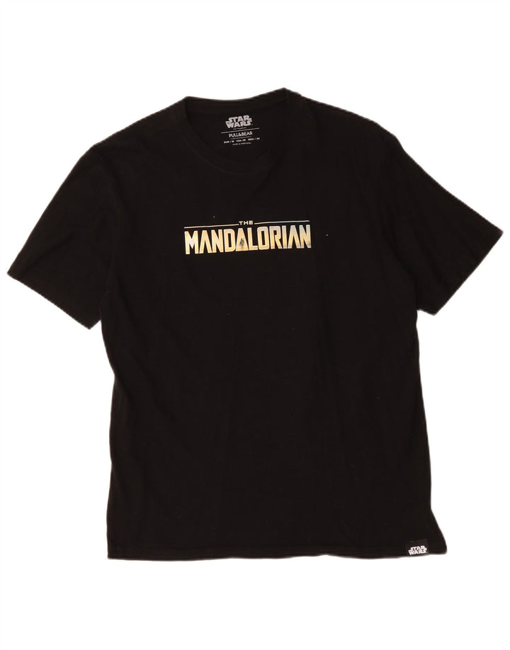 Pull & Bear muška majica kratkih rukava srednje veličine, crni pamuk