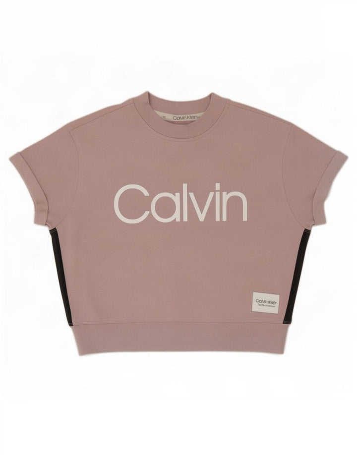 Calvin Klein Ženska prekomjerna majica s grafičkim kratkim rukavima UK 14 srednje ružičasta