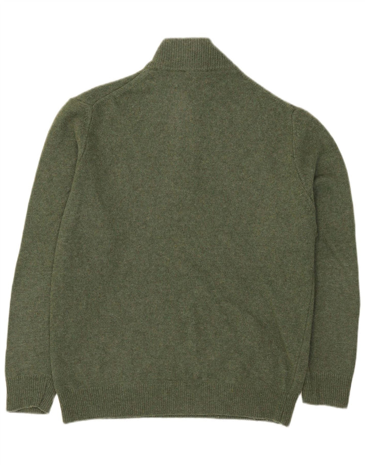 Vintage muški džemper s izrezom i patentnim zatvaračem 2XL zelene vune