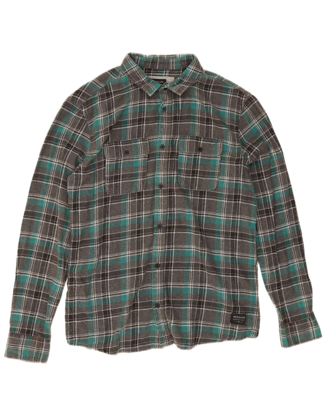 Quiksilver muška flanelska košulja standardnog kroja, veliki sivi karirani pamuk