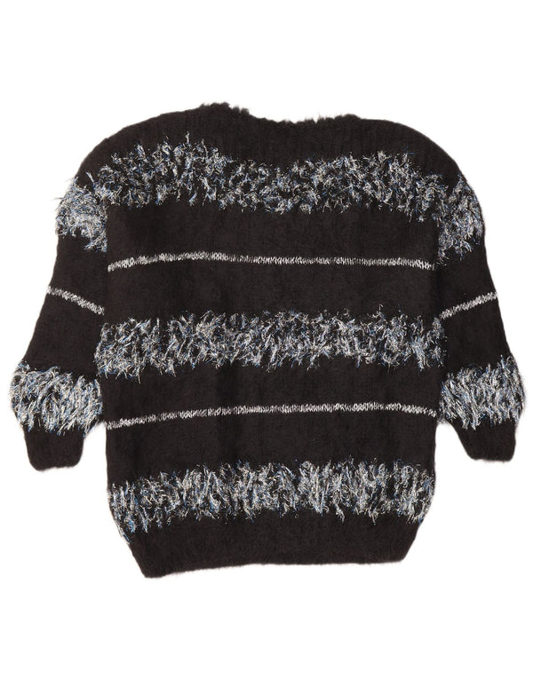 VINTAGE ženski džemper s morskim izrezom UK 18 XL crne na pruge