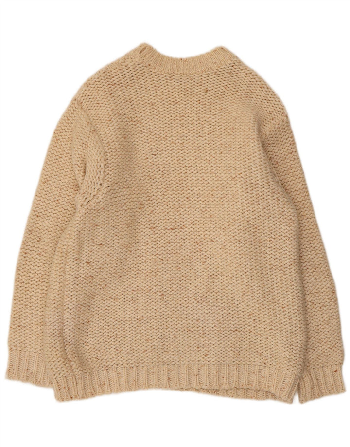 VINTAGE ženski džemper s okruglim izrezom UK 16 Large Off White