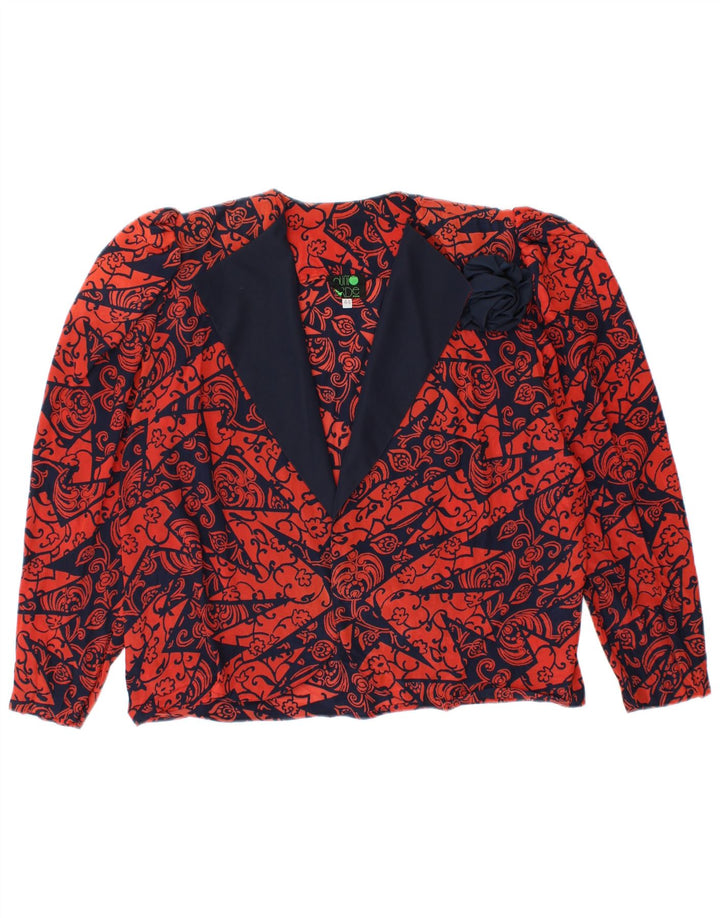 Vintage ženski kardigan Top IT 44 srednje crvene cvjetne svile