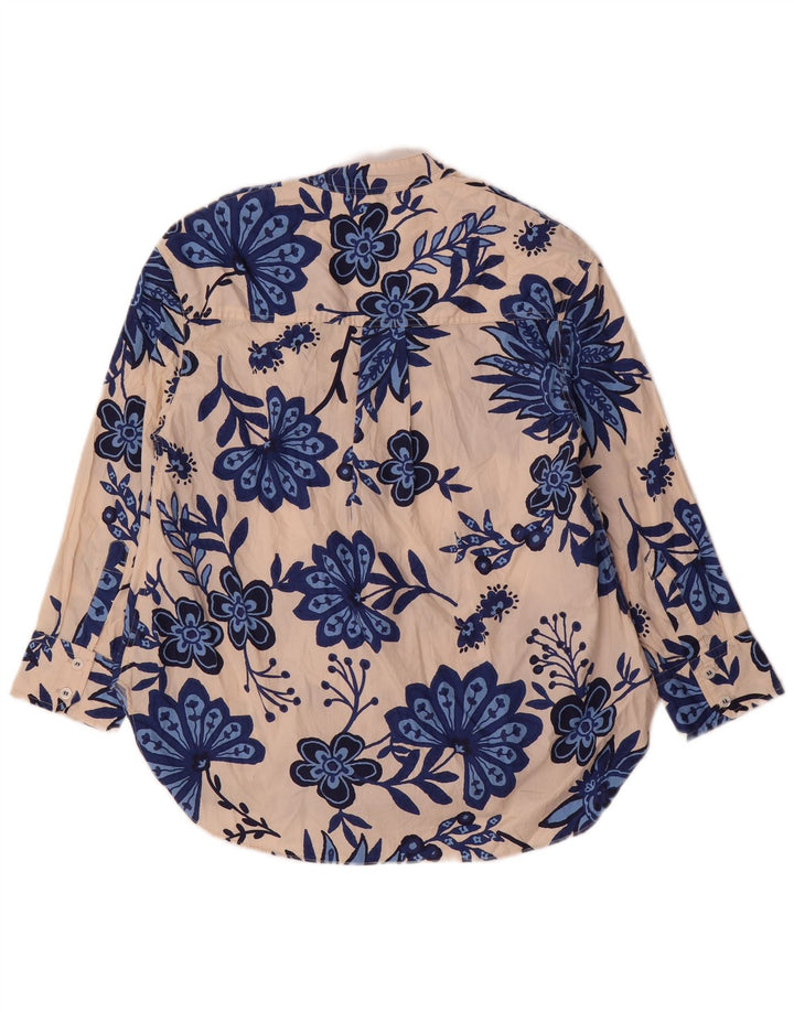 Zara ženska prevelika pulover majica UK 6 XS bež cvjetni pamuk
