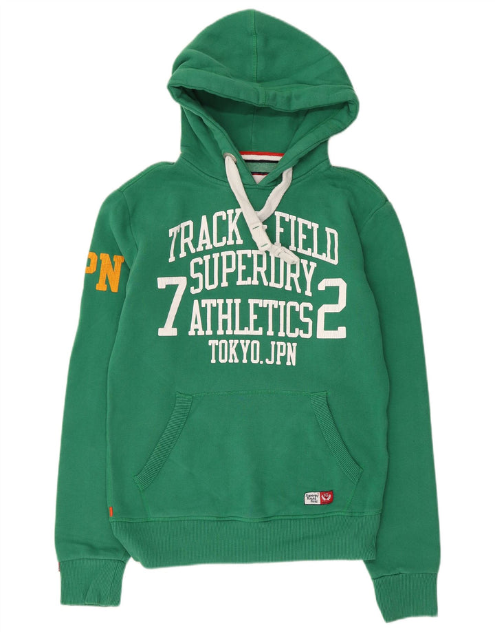 Superdry muška majica s kapuljačom s kapuljačom, mali zeleni pamuk