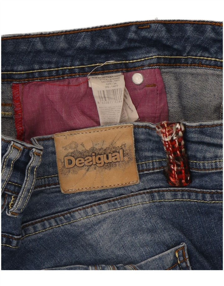 DESIGUAL Ženske ravne traperice Rainbow W34 L28 plavi pamuk