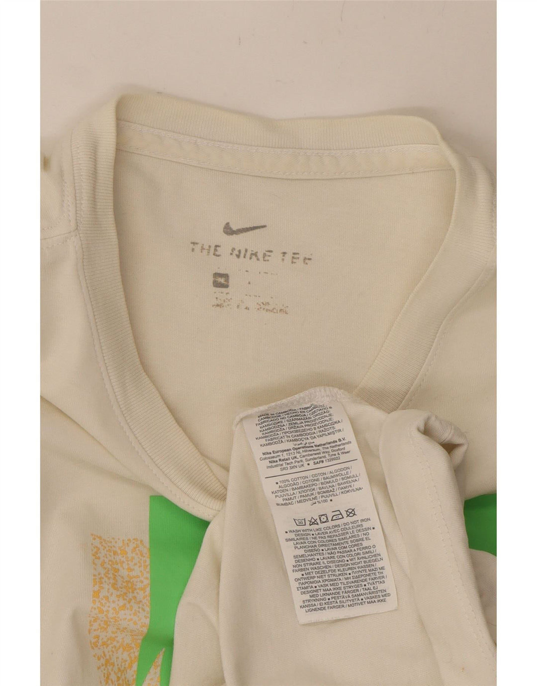 NIKE Mens Graphic T-Shirt Top Medium Off White Cotton