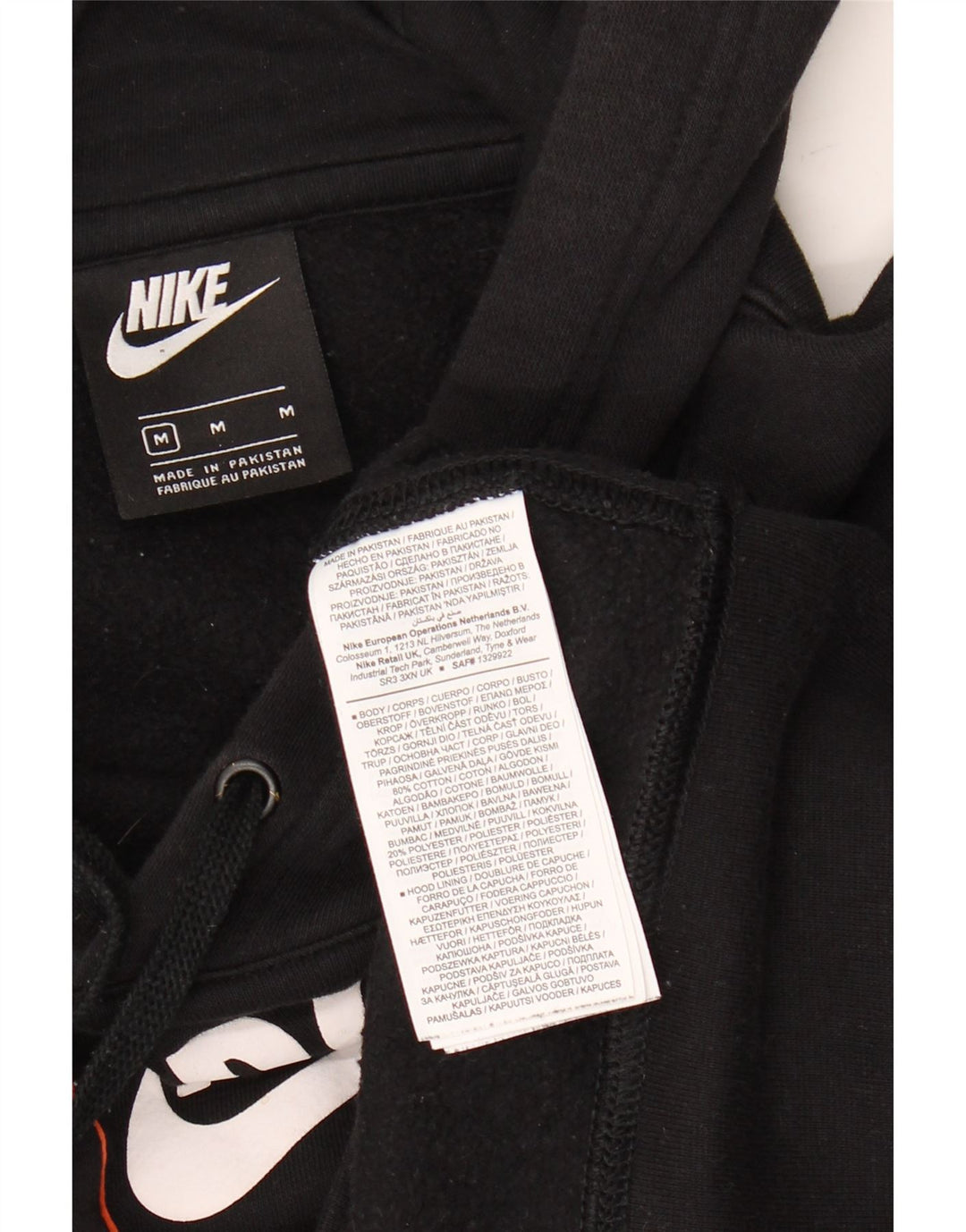 NIKE Mens Graphic Hoodie Jumper Medium Black Cotton