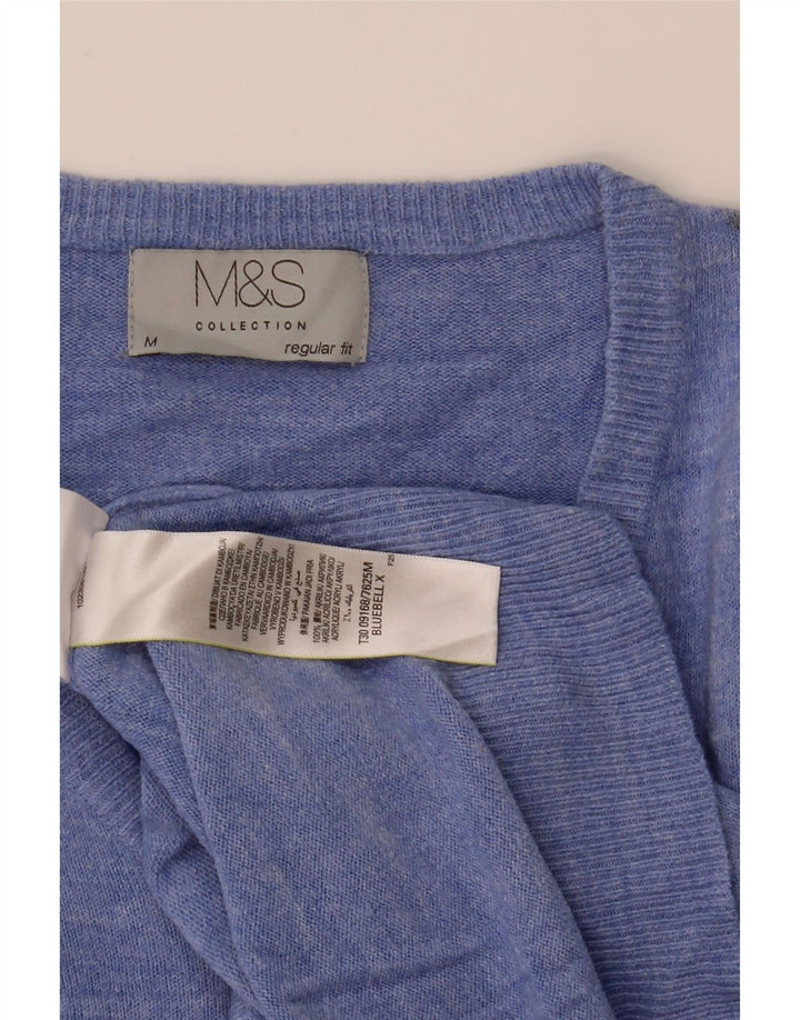 Marks & Spencer muški džemper s V-izrezom srednje plave akrilne boje
