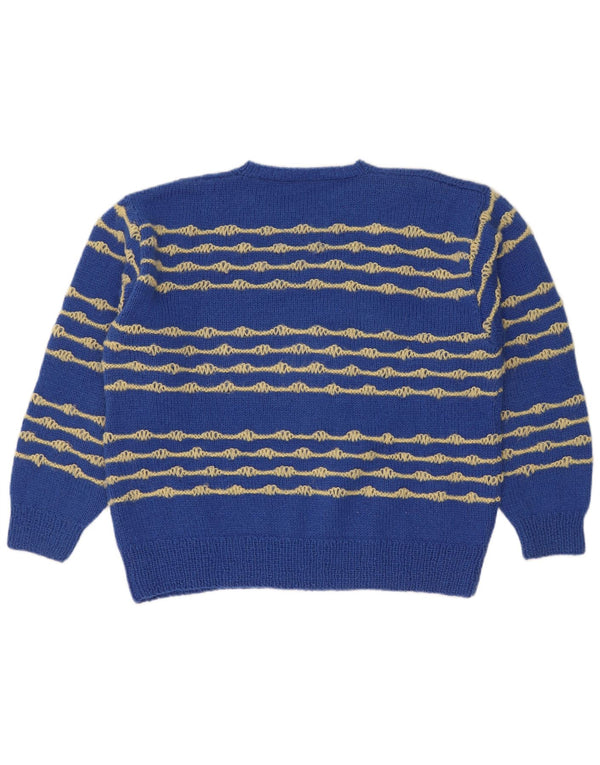 Vintage Womens Crew Neck Jumper Sweater UK 18 XL Blue Striped