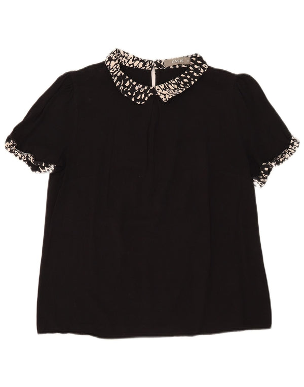 Oasis Womens Blouse Top UK 12 Medium Black Animal Print