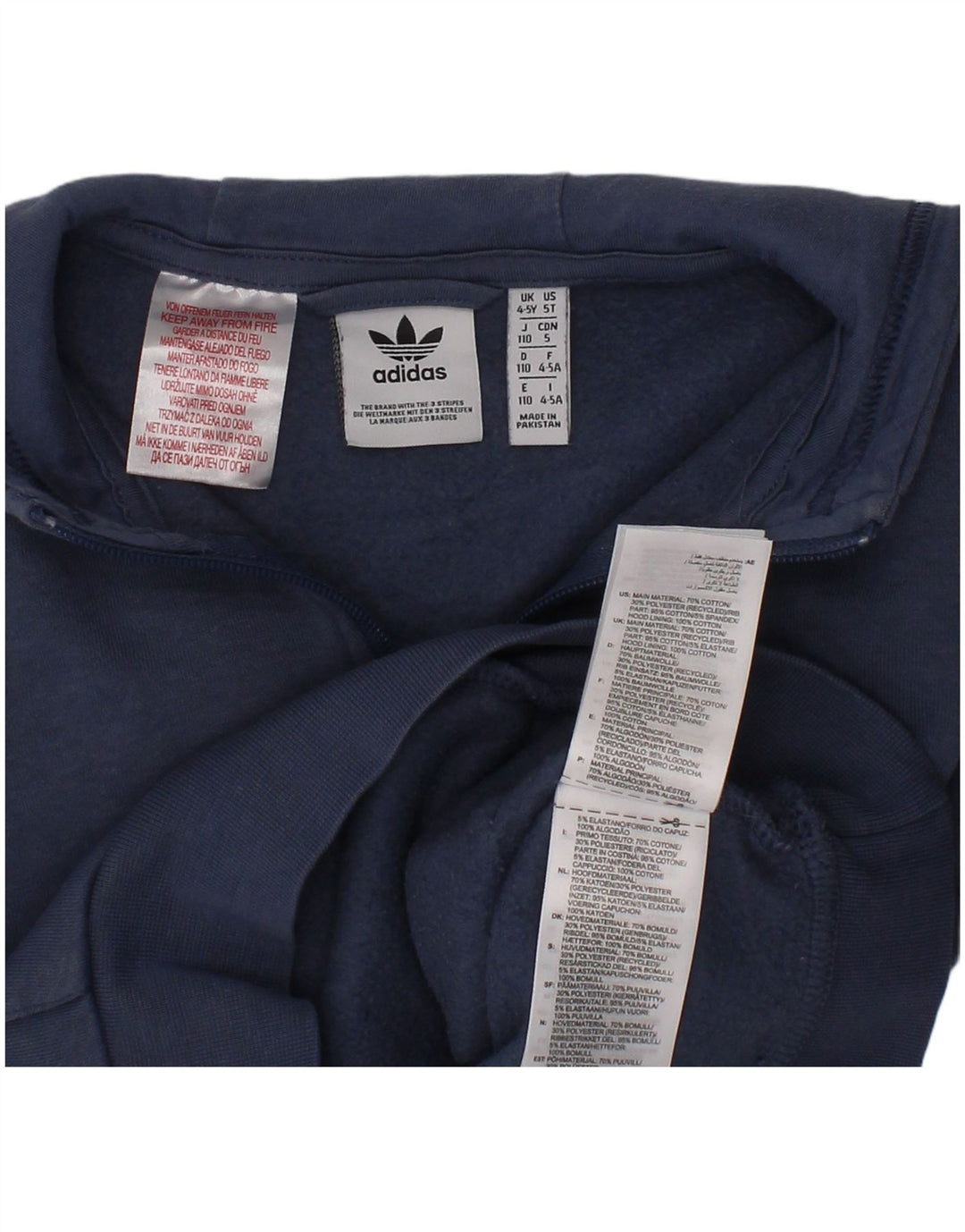 Adidas majica s kapuljačom s kapuljačom s grafikom i izrezom, 4-5 godina, plavi pamuk