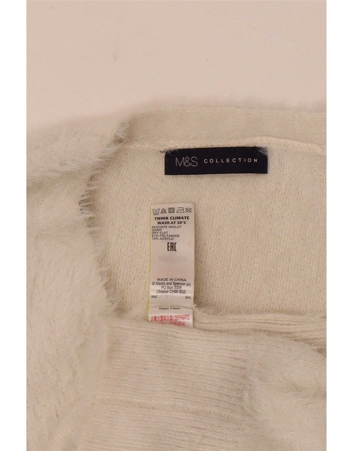 Marks & Spencer ženski džemper s V-izrezom UK 12 srednje bijele boje