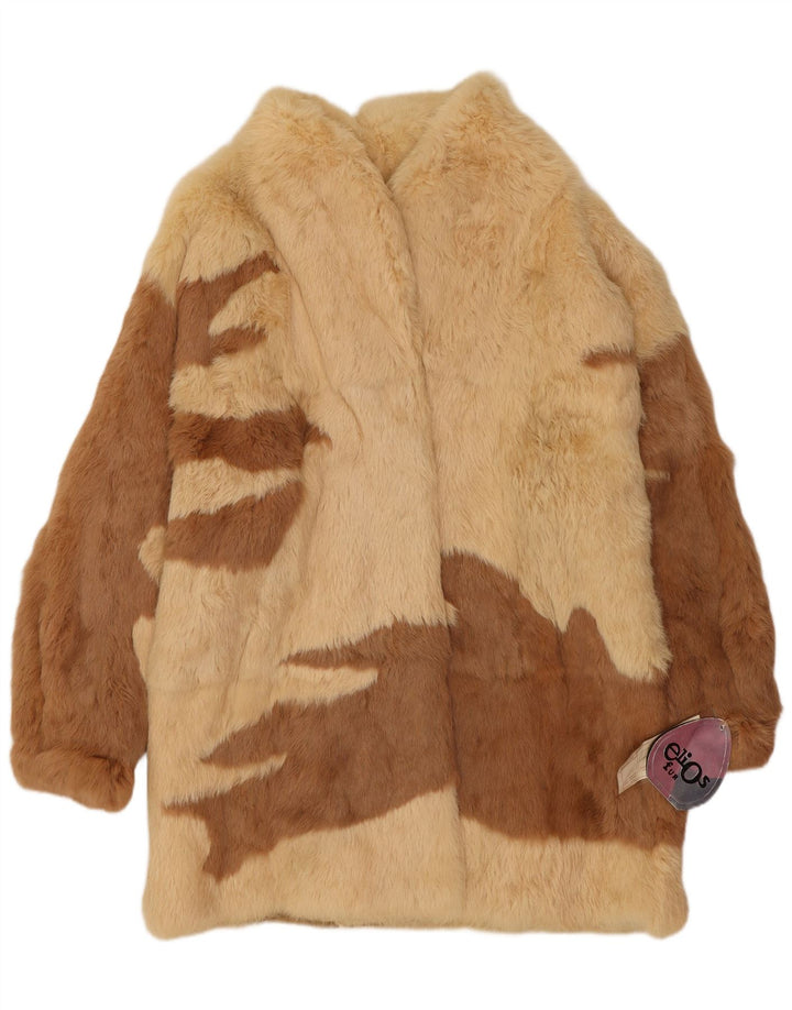 Elios ženska prevelika krznena bunda IT 44 srednje bež boje od zečjeg krzna