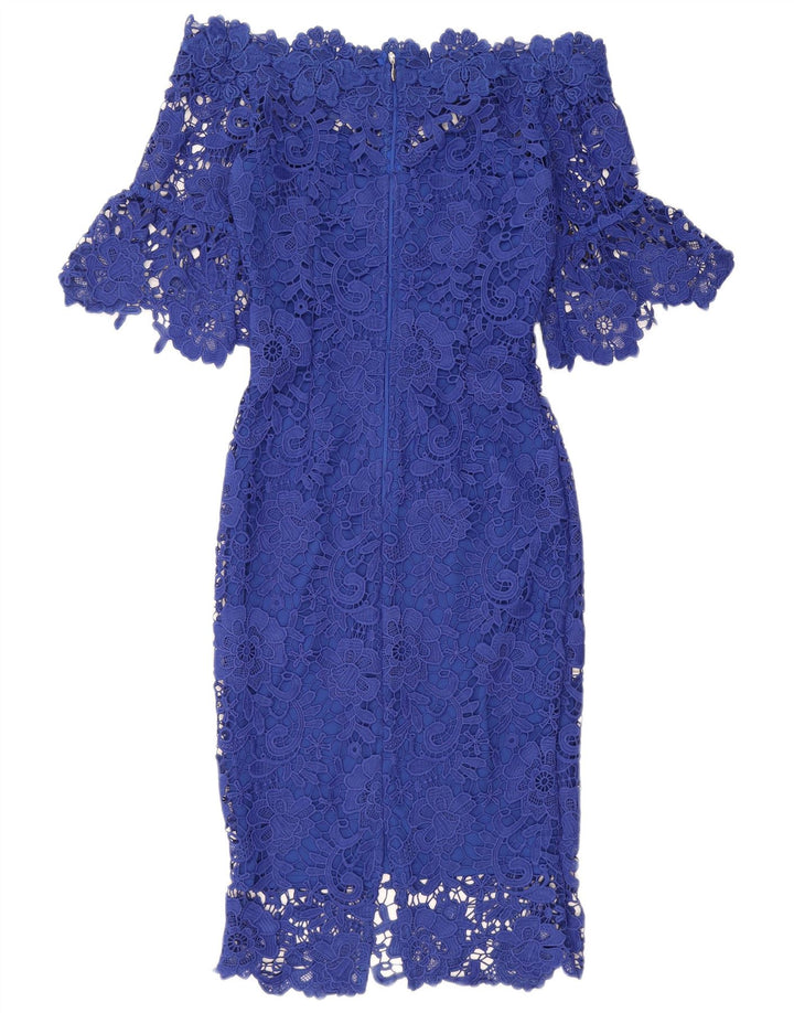 PAPER DOLLS Ženska haljina s otvorenim ramenima UK 8 Mali plavi cvjetni poliester