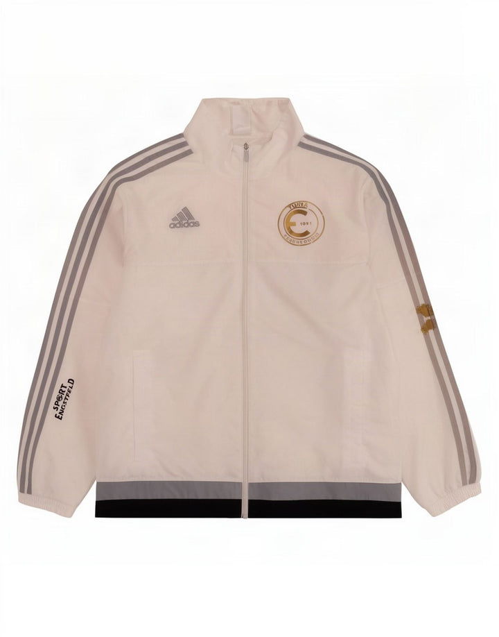 Adidas muška trenirka s grafičkim motivima, velika jakna od poliestera bijele boje