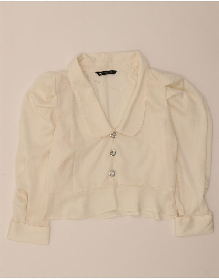 ZARA Womens Crop Pullover Shirt Blouse UK 18 XL White Vintage Zara and Second-Hand Zara from Messina Hembry 