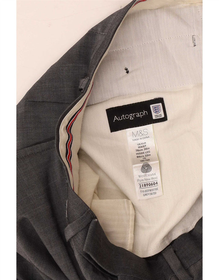 Marks & Spencer muške autograph hlače ravnog odijela W30 L33 sive vune