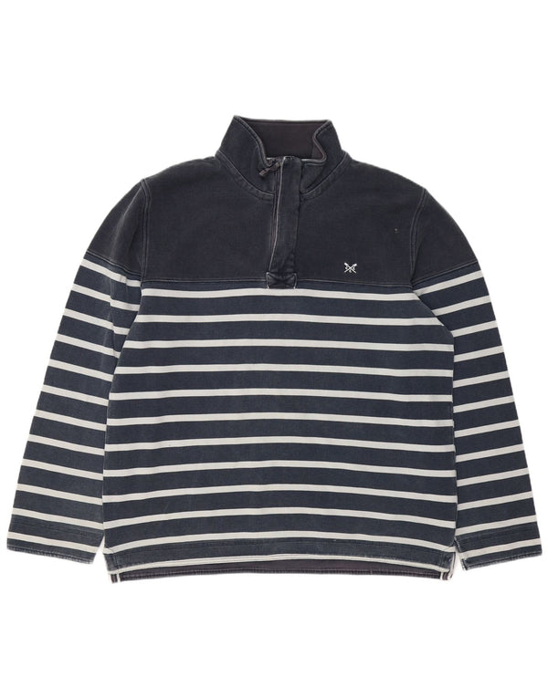 CREW CLOTHING Muška majica s izrezom s patentnim zatvaračem 2XL pamuk na tamnoplave pruge