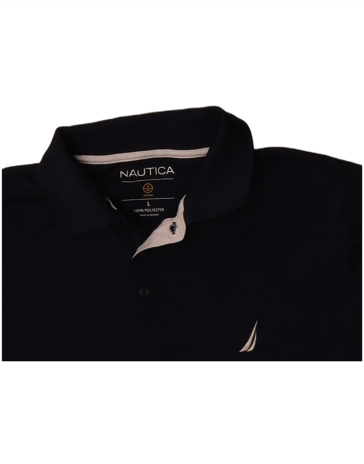 NAUTICA Mens Polo Shirt Large Navy Blue Polyester