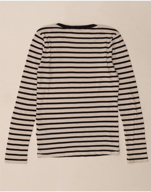 Ženska majica dugih rukava Ralph Lauren UK 12 srednje bijele pruge, pamuk