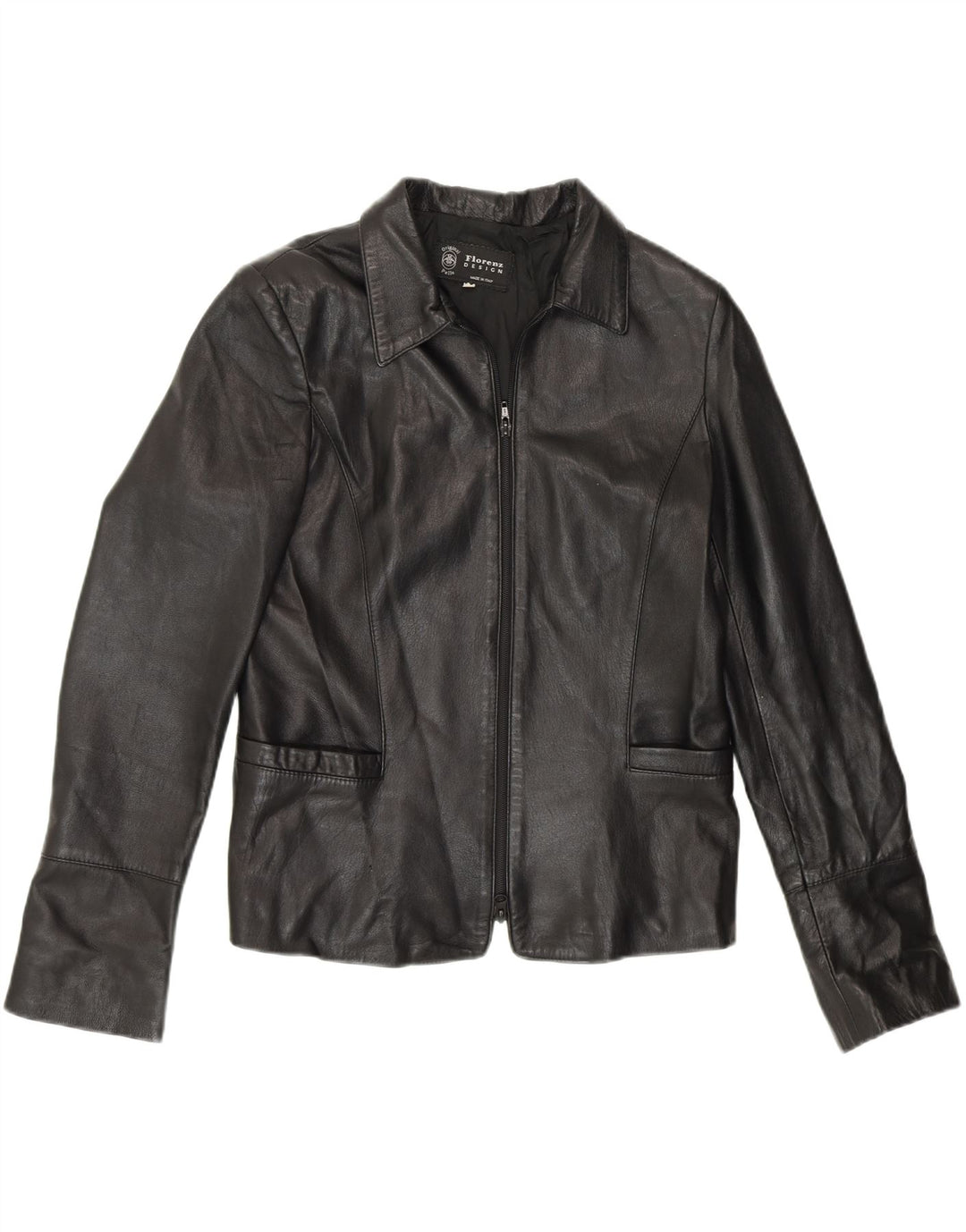 VINTAGE Womens Leather Jacket IT 46 Large Black Leather Vintage Vintage and Second-Hand Vintage from Messina Hembry 