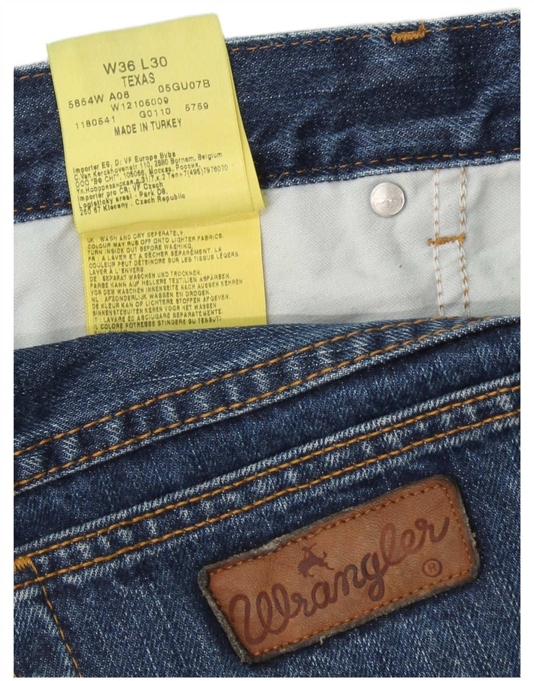 WRANGLER Muške Texas Straight Jeans W36 L30 Plavi pamuk