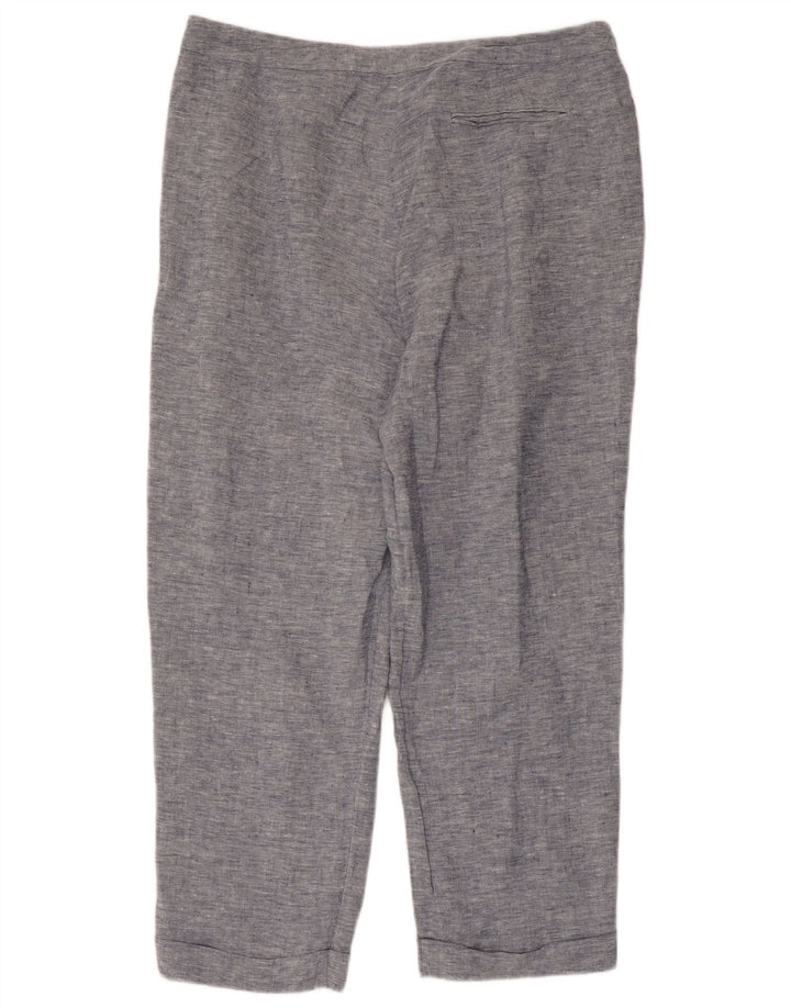 JAEGER Ženske ravne skraćene hlače UK 16 Large W36 L25 plava lanena